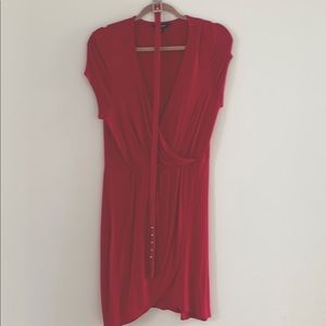 Deep pink Express wrap dress with matching belt